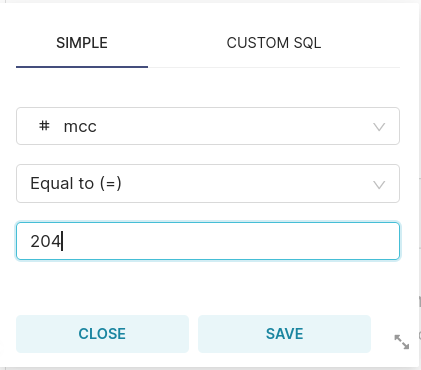 Filter on MCC 204